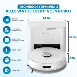 Redkey R10 Robotstofzuiger met Dweilfunctie - Robotstofzuiger met Laadstation - Robotstofzuiger leegt Automatisch - Robot Stofzuiger - Dweilrobot - Wit — thumbnail 3