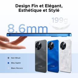 DOOGEE Note59 Pro+ 5G - Mobiele telefoon - Smartphone - 36 GB RAM+ 512 GB ROM - Android 15 - 6,75 in HD+ 120 Hz - 6250mAh/18W - UNISOC T8200 - Camera 50 MP - Face ID - GPS - Blauw — thumbnail 2