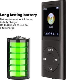 MP3 Speler Bluetooth - Digitaal 1,8-inch LCD-scherm - USB - Draagbaar - Luidsprekers met verliesvrije geluidskwaliteit - Voice recorder - FM radio - SD kaart tot 64GB（let op: de kaart is niet inbegrepen） - ZWART — thumbnail 3