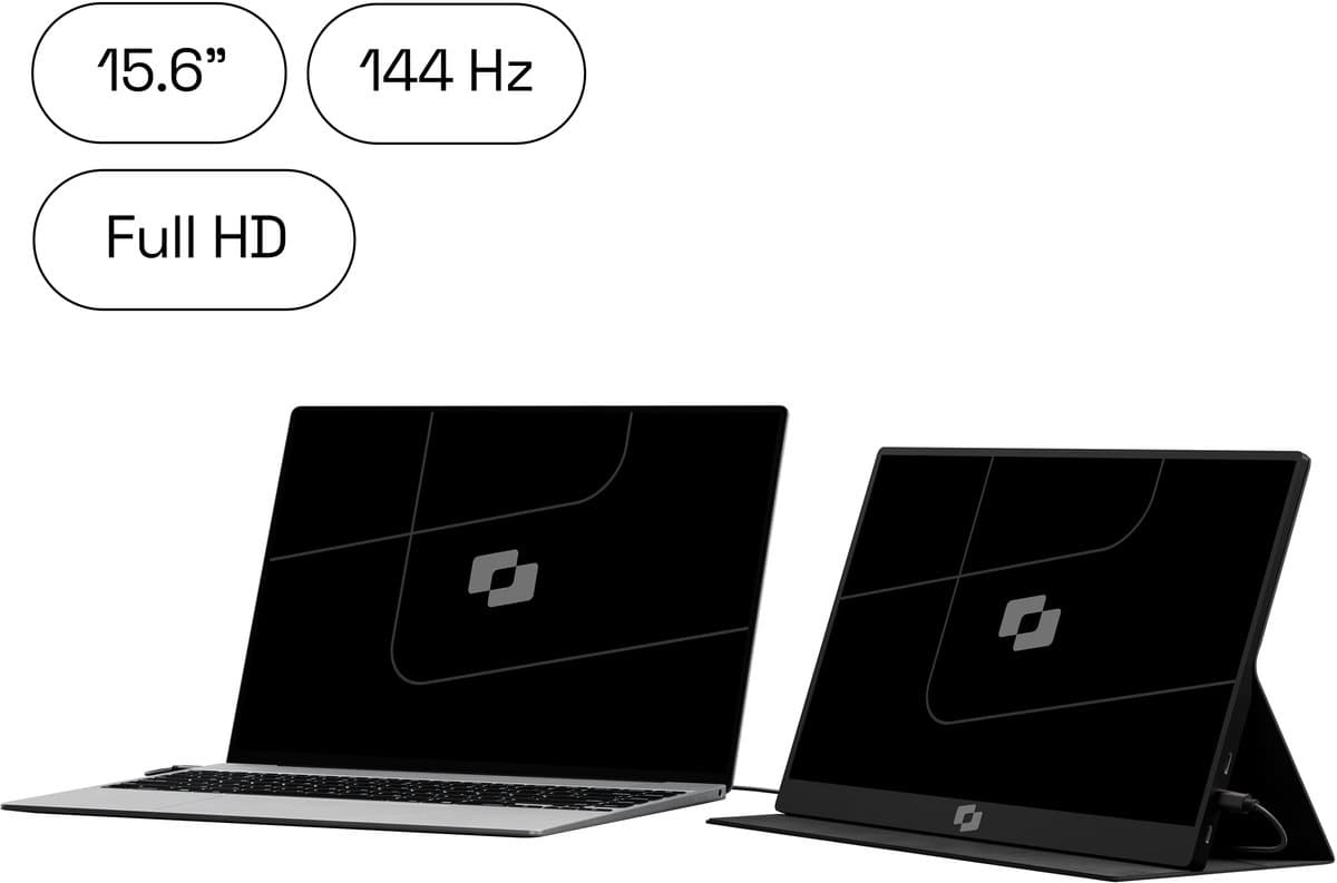 Screenmate® Lite 144 Hz Portable Monitor 15,6” - Draagbare Monitor met Beschermhoes - Extra Scherm Laptop - Draagbaar Beeldscherm - Zwart — afbeelding 1