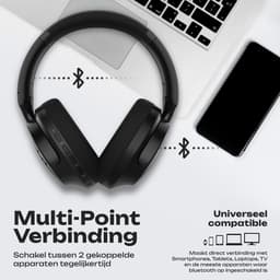 PowerLocus MoonFly Bluetooth Koptelefoon – Over-Ear Active Noise Cancelling Koptelefoon – 70 uur batterijduur – Microfoon – incl. Premium Case - Zwart — thumbnail 2