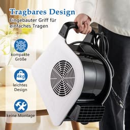 COSTWAY Vloerventilator, 130 W, 3 snelheden en 185° draaibare kop, blaasmachine voor drogen en ventileren, staande ventilator voor thuis en commercieel — thumbnail 4