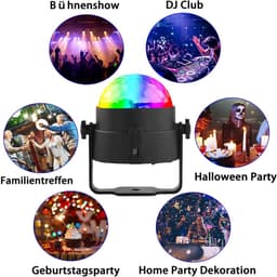 TOVBMUP Discobal - LED-feestverlichting - Draaiende podiumverlichting - Met afstandsbediening - Geschikt voor huizen, verjaardagen, feesten en feestdagen — thumbnail 3