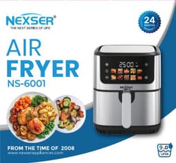 Airfryer 9L – Digitale Heteluchtfriteuse – 2000W – RVS – Touchscreen LED Display – Olievrij – Multifunctioneel – Easy Clean – Familieformaat — thumbnail 3