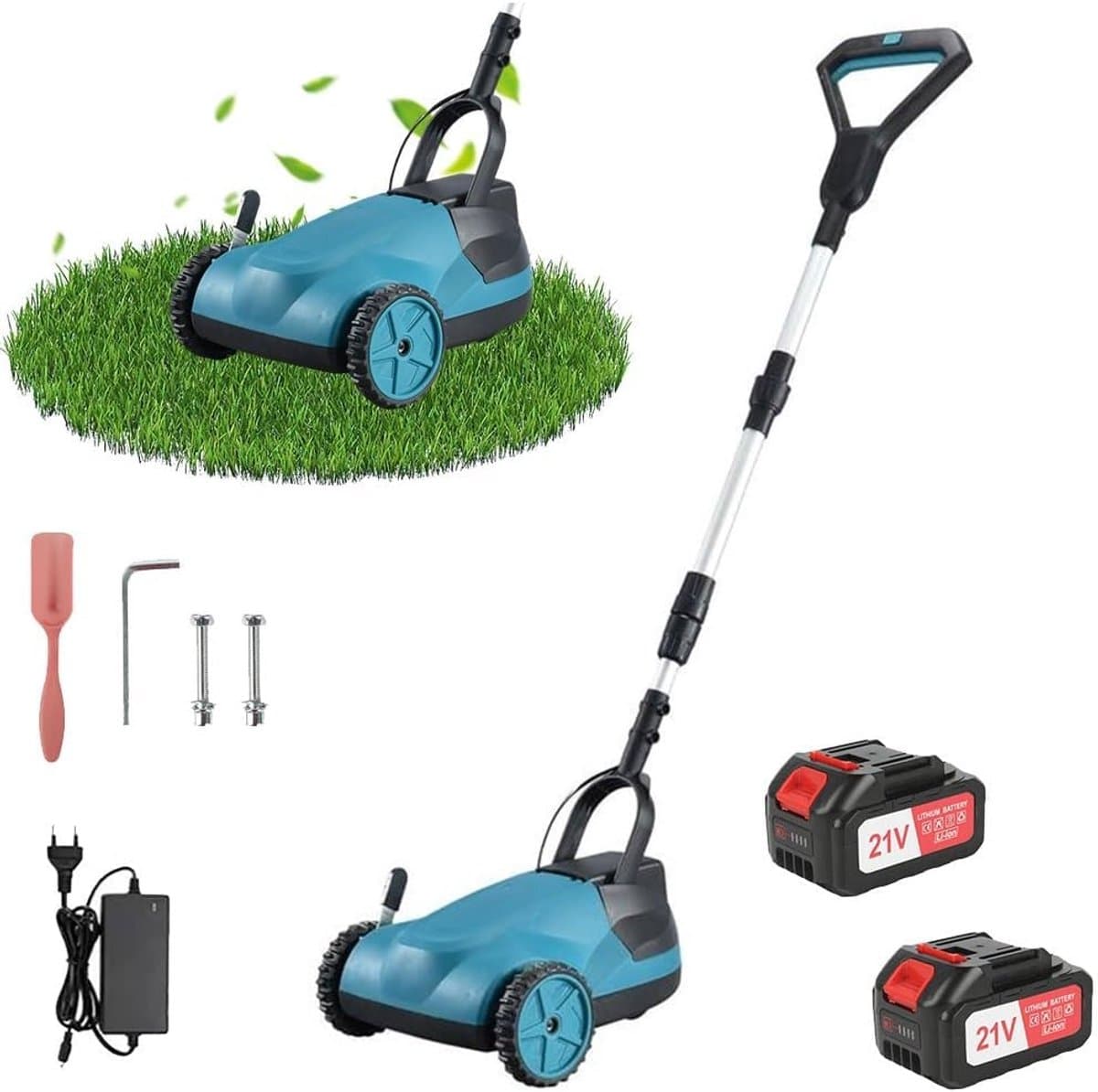 Draadloze Grasmaaier 21 cm met Mulchfunctie voor Kleine Tuinen — afbeelding 1