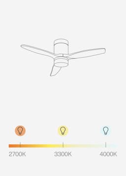 CREATE - Stille 40W plafondventilator met technische ABS bladen (Ø112cm) - Wit / Licht houtlook - Met licht - Controller voor wandmontage + afstandsbediening - WIND CALM — thumbnail 5