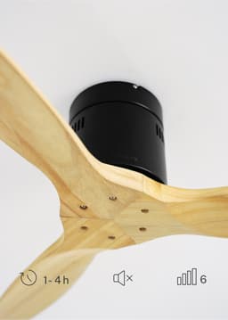 CREATE - Plafondventilator 40W silent 100% hout (Ø132cm) (ruimtes 10m²-25m²) - Zwart / Licht hout - Geen licht - Controller voor wandmontage + afstandsbediening - WIND CALM NATURAL WOOD — thumbnail 2