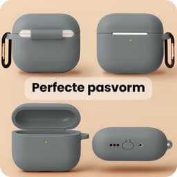 Hoesje - Geschikt voor Apple Airpods Pro 3 - met Clip - Siliconen Hoes - Silicone Case Cover - Grijs — thumbnail 3