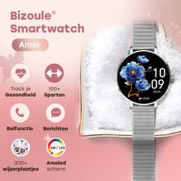 Bizoule Amor Smartwatch Dames - Zilver - AMOLED - Horloge met Belfunctie - Stappenteller - Hartslagmeter - Slaapmonitor - Multisport - Geschikt voor Android en iOS — thumbnail 2