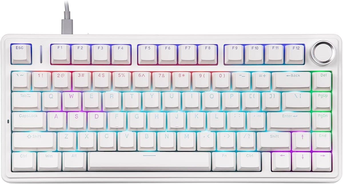 EPOMAKER x AULA F75 - Wit - Mechanisch Toetsenbord - Wired - RGB - 75% - QWERTY - Gaming Keyboard - Red Switch — afbeelding 1