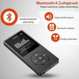 FOXLY® HiFi MP3/MP4 Speler Bluetooth Easy - FM Radio - Voice Recorder - Dictafoon - Oordopjes - 32GB SD kaart — thumbnail 3