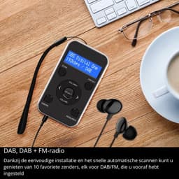 MP3 Speler Digitale Radio - DAB/DAB+ en FM-radio - Draagbare Sportradio - 20 Voorkeurzenders, Klok en Alarm - Zwart Grijs — thumbnail 3