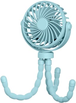 Handventilator - Draagbare Ventilator Oplaadbaar - Blauw - Hand Tafelventilator Draadloos - Kinderwagen Mini Fan - 3 Standen - mini ventilator - festival ventilator - octopus ventilator — thumbnail 1