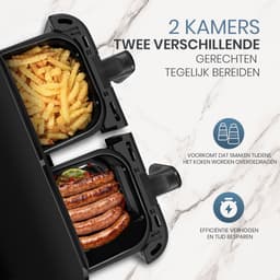 Digitale Airfryer XXL 10L Sinaopus 920 – Heteluchtfriteuse met Dubbele Mand en DualMand Onafhankelijke Snelle Opwarming – Voor Gezinnen – 8 Programma’s – LED Touchscreen – Kijkvenster – Makkelijk te Reinigen – Capaciteit voor 7 Personen — thumbnail 2