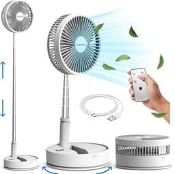 Vulpes Goods® Tech - Ventilator Staand met Afstandsbediening - Tafelventilator 4in1 - Draadloos - Oplaadbaar - Verstelbaar - Ultra Stil - 12dB - Timer - Statiefventilator - Vloerventilator - USB Ventilator - Vloerventilator - PRO Versie — thumbnail 1