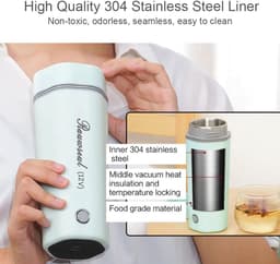 RFWR® Draagbare elektrische reisbeker voor auto - 350ml, 80W warmhoudfunctie — thumbnail 5