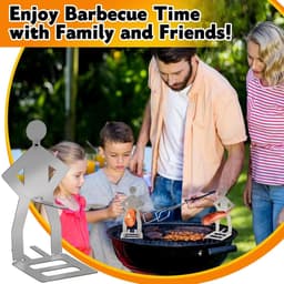 BBQ-worsthouder van Roestvrij Staal 3PCS - Staande Man Barbecuerek - Draagbaar -barbecueworsthouder van roestvrij staal, grappige barbecuevork voor kamperen, picknicken in de buitenlucht, tuin, keuken, grillcadeaus voor mannen — thumbnail 3