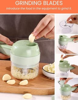 Elektrische Groenteversnipperaar- Knoflook ui- USB Oplaadbaar- Keukenmachine met Reinigingsborstel- 2 Messen- Lepel en Aardappelschiller — thumbnail 4