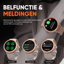 Synyq Evo Pro - GPS Smartwatch - 4 Bandjes - 42mm - AMOLED - 5ATM Waterdicht - Stappenteller - Hartslagmeter - Slaapmonitor - Multisport - Belfunctie - Bluetooth Smartwatch voor Dames en Heren - iOS & Android - Rosé Goud — thumbnail 3