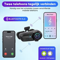 XELAR® Draadloze Motorhelm Headset - Intercom Motor Helm , Scooter - Bluetooth 5.3 - IP65 Waterproof - Handsfree bellen - Muziek en Radio Luisteren via je Telefoon - Harde Microfoon — thumbnail 3