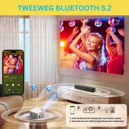 Mini Beamer - Film Projector met Bluetooth - Draagbare Beamer - 4K Kwaliteit - Wit — thumbnail 4