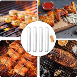 4 stuks kippenvleugel-BBQ-vorken, vleugelrails voor het grillen van kippenvleugels, kippenvleugel-BBQ-vorken, kippenvleugelrails voor grillen, herbruikbare roestvrijstalen BBQ-grillvork voor picknicks en kamperen in de buitenlucht. — thumbnail 5