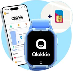 Qlokkie Kiddo Lite - GPS horloge kind - Smartwatch kinderen - GPS tracker kind met nauwkeurige locatiebepaling - GPS horloge kind met simkaart - Stel veilige zones in - SOS functie - Blauw — thumbnail 1