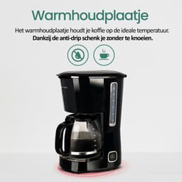 Emerio Koffiezetapparaat met Glazen Kan - 1,5L Filterkoffie - 12 kopjes per keer - Uitneembaar Filter - Non-Drip systeem - 750W - CME-125129.4 Zwart — thumbnail 4