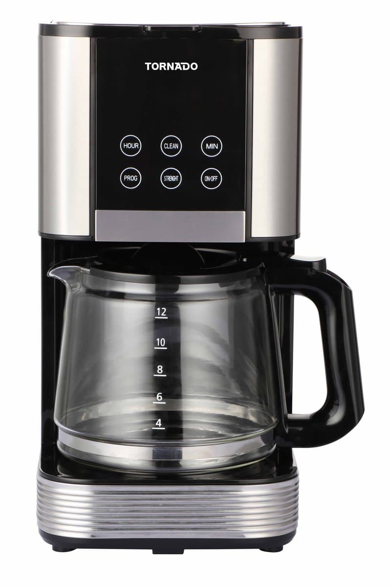 Tornado TCM-1429B-GS Koffiezetapparaat – Filterkoffie – 1,5L – 12 Kopjes – 1000W – LED Touch Display – Warmhoudfunctie – RVS — afbeelding 1