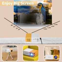 Mini Beamer - 1080P Full HD - Wifi Projector - Filmprojector voor buiten - Compatibel met HDMI, USB, Audio, TF-kaart, AV en afstandsbediening. (EU-stekker) — thumbnail 3