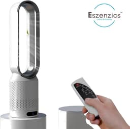 Eszenzics™ Ventilator Blade7 - Energiezuinig - 5W USB - Afstandsbediening - Timer - Luchtzuivering - 8 snelheden -58 cm - 90° Oscillatie - Veilig en duurzaam - Wit/grijs — thumbnail 1