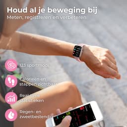 Nuvance Smartwatch Heren & Dames met Bluetooth - 45mm - Geschikt voor alle Smartphones - Stappenteller & Hartslagmeter - Roze — thumbnail 5