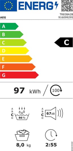 AEG TR838A2B EcoLine - Warmtepompdroger — thumbnail 2