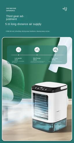 Aircooler - Airco - 12Watt - Koelventilator - Ventilator - Bevochtiger met Sprayfunctie - Mini - Voor Slaapkamer of Bureau - 900 ml Grote Watertank - Met 5v USB - Ijsmachine - Mobiele Airco - Luchtkoeler — thumbnail 2
