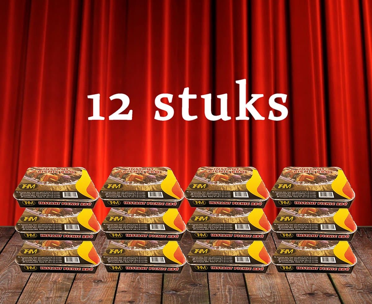 THM Instant Barbecue 12 stuks – Wegwerp BBQ, grillvlak 27×22 cm – binnen 20 min gebruiksklaar – ideaal voor picknick & camping — afbeelding 1