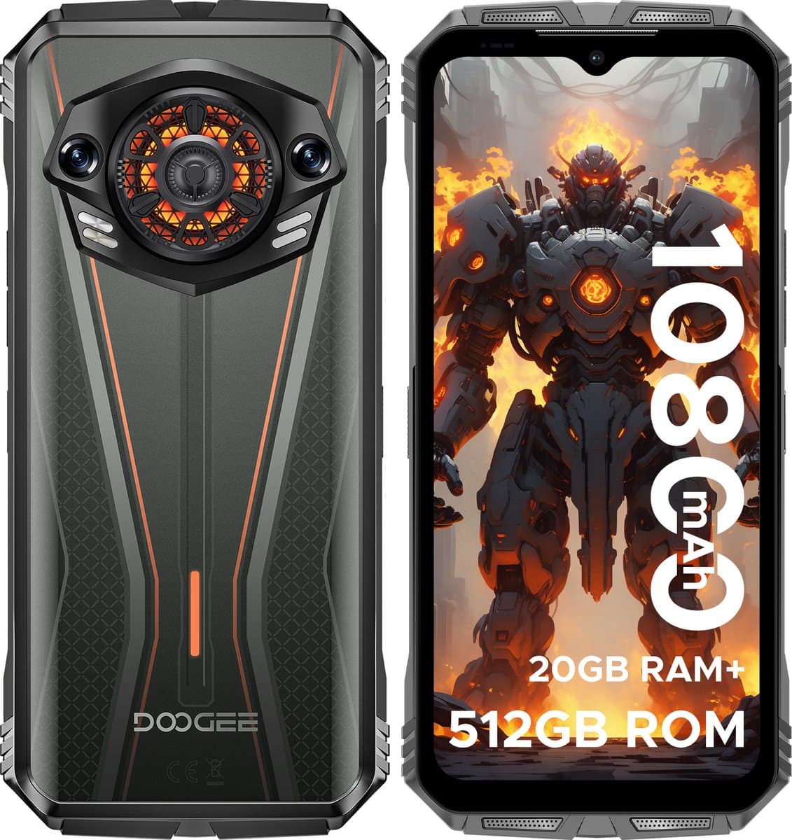 DOOGEE S Punk Pro - Outdoor Smartphone - 20GB RAM +512GB ROM / 2 TB TF- 10800 mAh & 33W - 128dB Lautsprecher- 6.6'' FHD+ 90Hz -LED Lichteffekt -Face ID - Vingerafdruk - Handschoenmodus - NFC- GPS-Oranje — afbeelding 1
