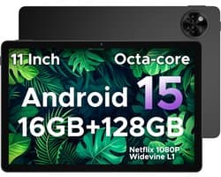 DOOGEE U11 - Tablet - Tablets - 16 GB RAM+ 128 GB ROM/TF 2TB - Android 15 - 11 inth 90 Hz - Dubbele boxluidsprekers - 8580 mAh - Face ID - 5G WiFi - Widevine L1 - GPS - Zwart