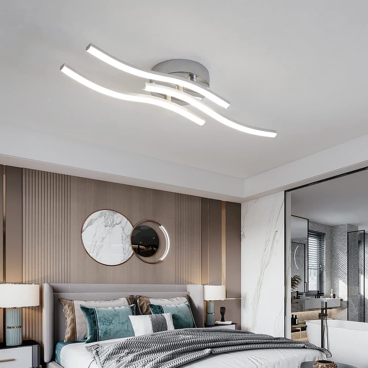 Woonkamer Lamp - Golvend Drie Hoofd Moderne LED-Plafondlamp - 18W - voor Binnen - Woonkamerlamp - Woonkamer Lamp Plafond - Plafondverlichting voor Woonkamer, Slaapkamer, Keuken — afbeelding 1
