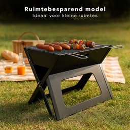 Cheqo® Draagbare Houtskoolbarbecue - Tafelbarbecue - Tafel BBQ Houtskool Barbecue Draagbaar - Camping BBQ - Staal — thumbnail 3