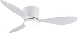 Nivard Plafondventilator - Met Verlichting - Plafond Ventilator - Met Lamp - Plafonniere Met Ventilator - Met Licht - Wit - 132cm — thumbnail 1