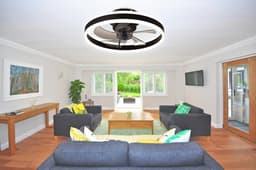 Plafond Ventilator Lamp - 51 CM - Smart Lamp - 6 Standen - 2 ledstrokes - Dimbaar - Zwart - Kroonluchter Ventilator - Chandelier Fan - Woonkamer Lamp - Ventilator Lampen - Slaapkamer lamp - Eetkamerlamp — thumbnail 4