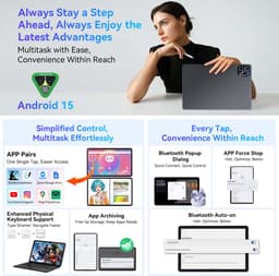 BESTTAB W90 Tablet - 11 Inch Tablet - 24GB RAM - 256GB ROM - 8000 mAh - Android 15 - WIFI 6 - Touchscreen Tablet - Dubbele Simkaart - Grijs — thumbnail 3