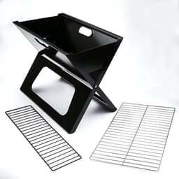Draagbare Houtskool Barbecue – Snels inklapbare RVS Buiten Grill – Voor Camping, Tuin en Picknick – 48 cm — thumbnail 5