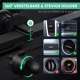 Serve FM Transmitter 3 in 1 Carkit - Telefoonhouder Auto + Draadloos Opladen - Telefoonhouders Auto Accessoires - Draadloze Snellader 15W Autolader - Ventilatie Houder — thumbnail 4