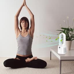 Bladeless draagbare ventilator, USB-stille oplaadbare kleine ventilator, energiezuinige, verstelbare timer, met nachtlampje 6-traps demptafel, slaapkamer bladloos, oscillerende towe — thumbnail 4