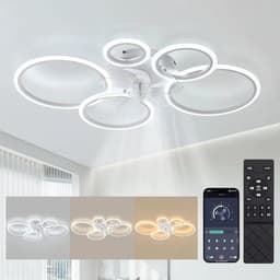 Plafonniere met Ventilator - Plafondventilator - Wit - Plafondventilator Afstandsbediening - Plafondventilator Slaapkamer - Plafond Ventilator met Verlichting - Plafondlamp - Plafonniere - Ideaal voor in uw slaapkamer! — thumbnail 1