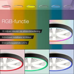 Brilliant Gaiano - Plafondventilator - Met verlichting - Ø 48 cm - LED 48W - Wit en RGB kleuren - Dimbaar - Timer - CCT - Zwart - Zeer stil — thumbnail 3