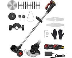 MKSS® Zweefmaaier - Bosmaaier Electrisch - Grastrimmer met Accu - Grasmaaier - Handmaaier met Wielen - Zwart