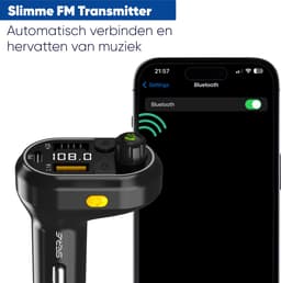Serve Bluetooth Receiver Auto - FM Transmitter - Plug&Play Muziek Afspelen in de Auto - Carkit - 25W Supersnel Opladen - Autolader USB-C Snellader — thumbnail 3