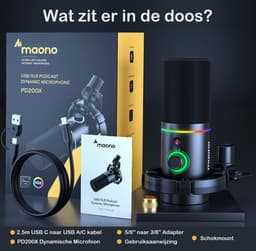 Maono PD200X - XLR Dynamische RGB Microfoon PC - USB-microfoon voor Streaming / Podcast / Studio / Gaming / Geschikt voor PS4/5 — thumbnail 2